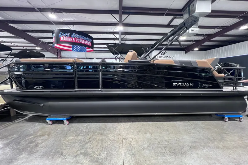The Image of 2026 Sylvan L3 LZ DH pontoon boat displayed indoors at Lake Greenwood Marine. - 1