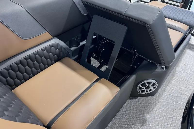 Slide: The Image of Luxurious seating in 2026 Sylvan L3 LZ DH boat with premium upholstery and integrated speaker. - 20