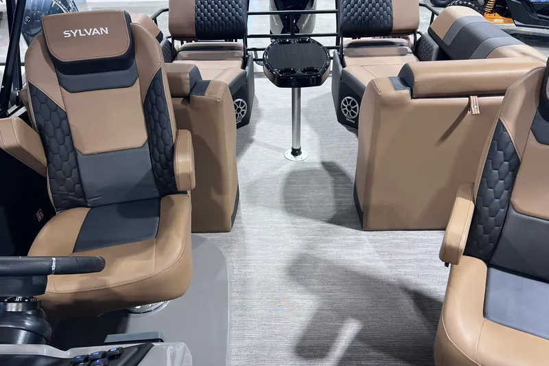 Slide: The Image of Luxurious interior of 2026 Sylvan L3 LZ DH boat with plush seating and modern design. - 7