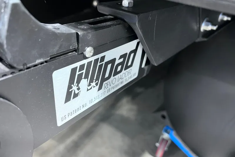 Slide: The Image of Close-up of a Sylvan L3 LZ DH 2026 boat component with patent label. - 35