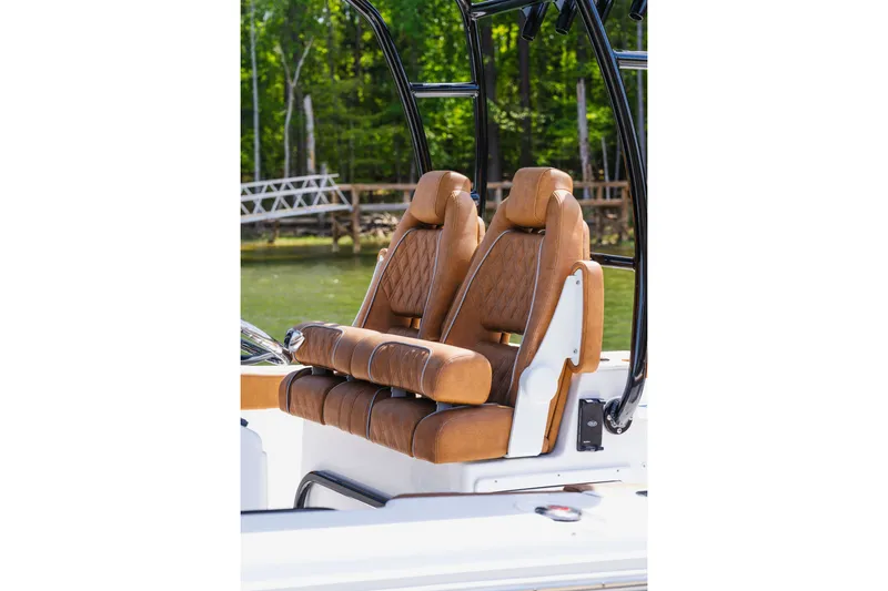 Slide: The Image of Luxurious leather seats on 2026 Sea Hunt Ultra 305SE boat, featuring elegant design and comfort. - 34