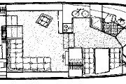 Slide: The Image of Floor plan of 1988 Carver 38 Aft Cabin Motor Yacht, showcasing interior layout. - 50