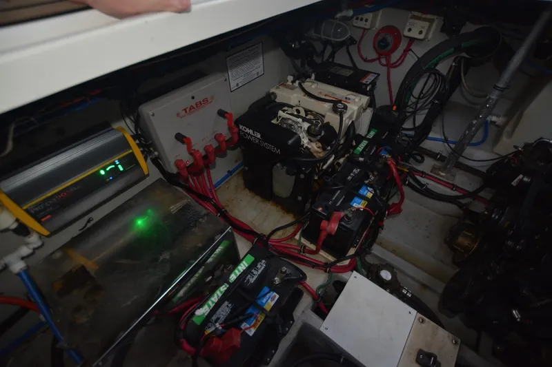Slide: The Image of Engine compartment of a 2001 Chris-Craft 328 Express Cruiser with Kohler power system. - 15