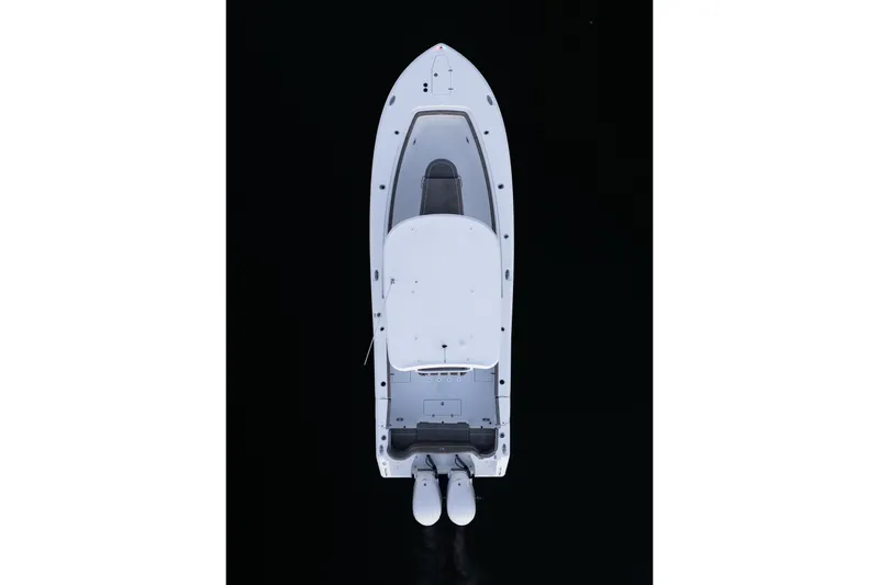 Slide: The Image of Aerial view of 2027 Sea Hunt Ultra 305SL boat on dark water. - 36
