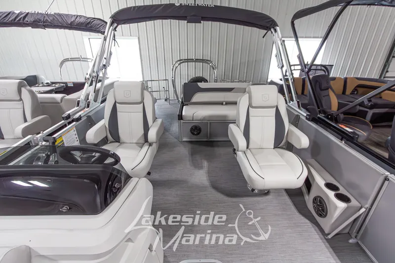 Slide: The Image of Luxurious interior of 2026 Godfrey Monaco 235 SFLC pontoon boat at Lakeside Marina. - 10