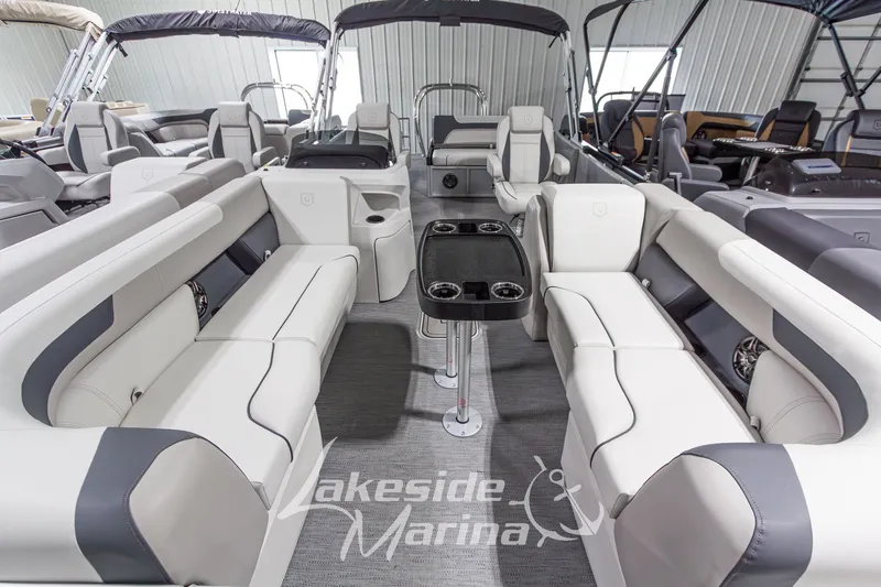Slide: The Image of Luxurious interior of 2026 Godfrey Monaco 235 SFLC pontoon boat at Lakeside Marina. - 3