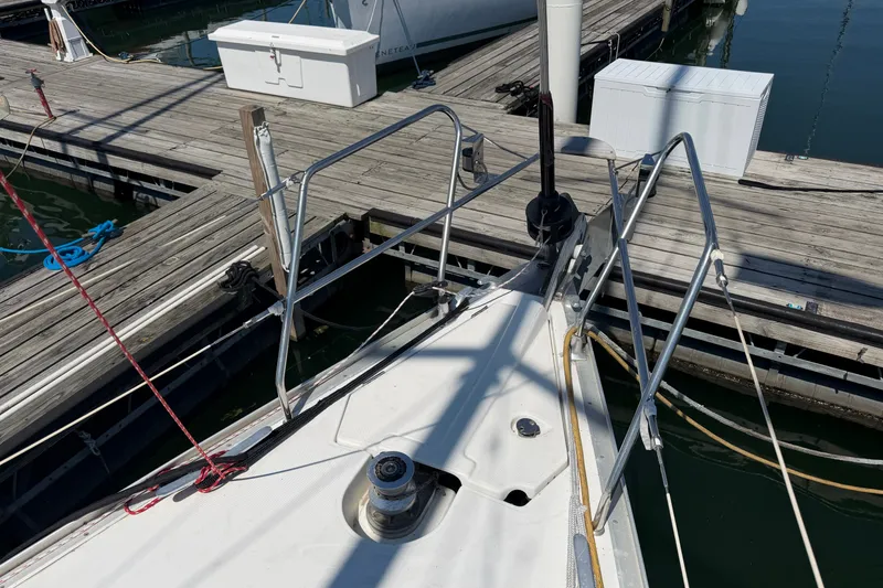 Slide: The Image of Bow of 2003 Jeanneau Sun Fast 37 sailboat docked at marina. - 5