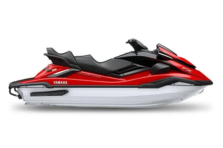 Slide: The Image of Manufacturer Provided Image: 2026 Yamaha WaveRunner FX Cruiser HO in red and black, side view. - 2