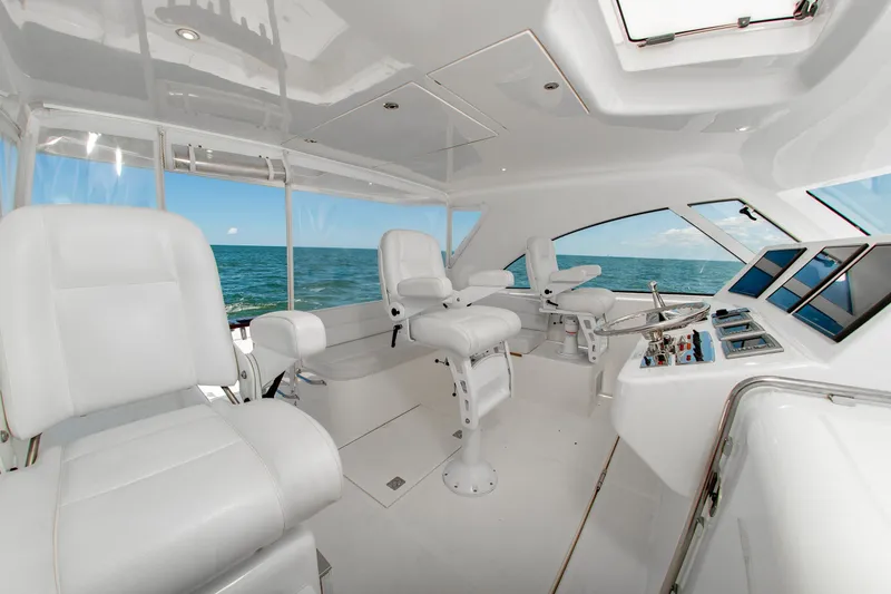 Slide: The Image of Luxurious interior of 2013 Cabo 40 Hardtop Express yacht with ocean view. - 17