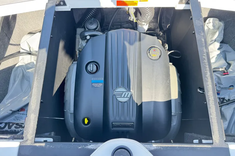 Slide: The Image of 2022 Axis T23 boat engine compartment with Monsoon engine visible. - 21