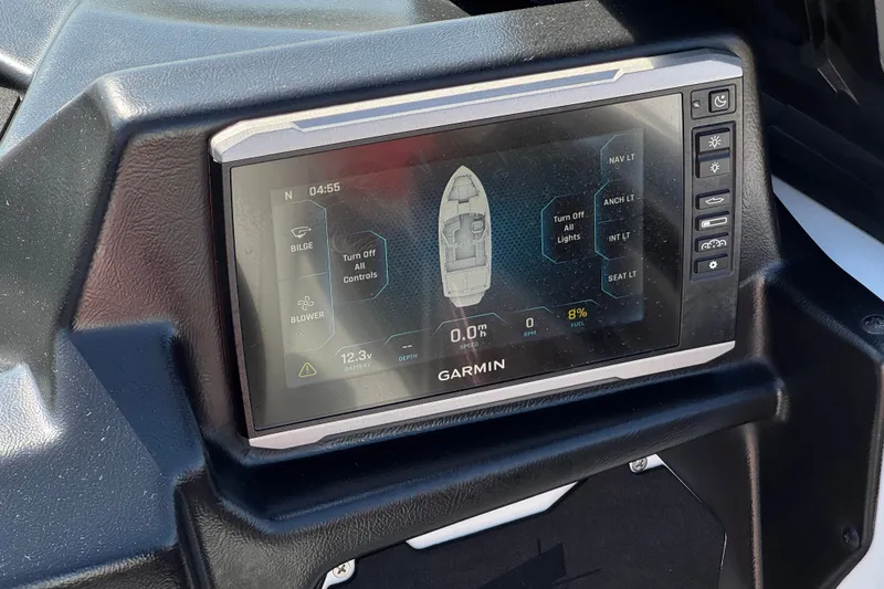 Slide: The Image of Garmin display in 2022 Axis T23 boat showing navigation and control settings. - 31