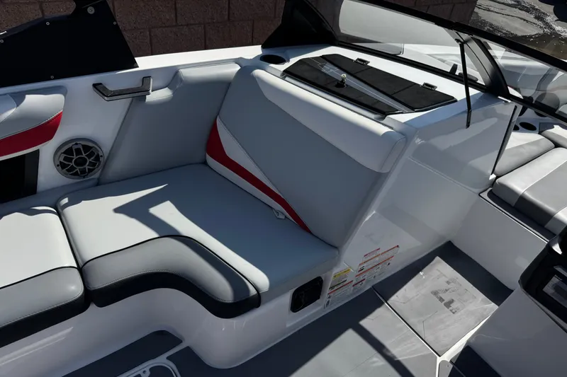 Slide: The Image of 2022 Axis T23 boat interior with sleek seating and modern design. - 23