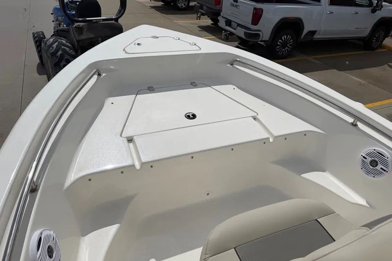 Slide: The Image of 2026 Key West 189 FS boat interior with storage compartment and seating. - 17