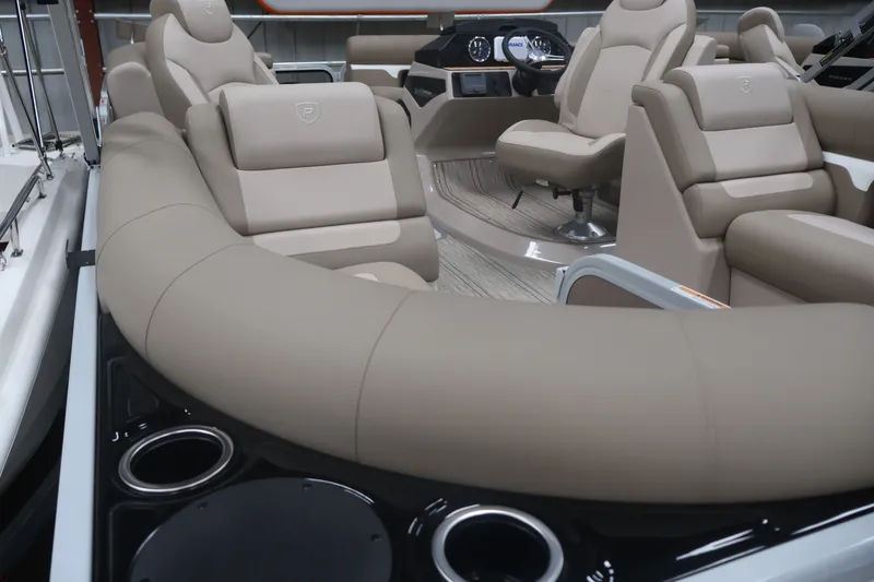 Slide: The Image of Luxurious interior of 2026 Premier 210 Sunsation RF - CL pontoon boat. - 26