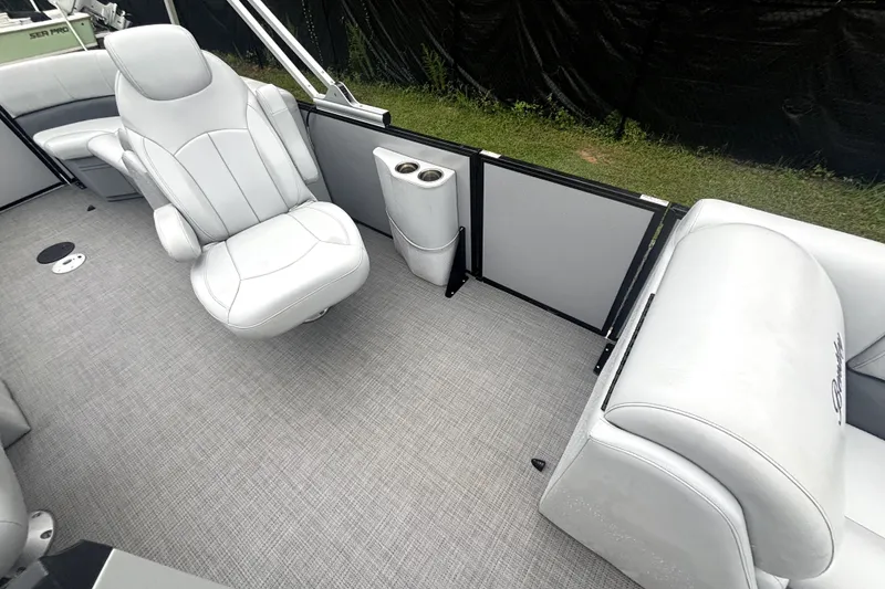 Slide: The Image of 2021 Bentley Pontoons 243 Navigator interior with plush seating and modern design. - 8
