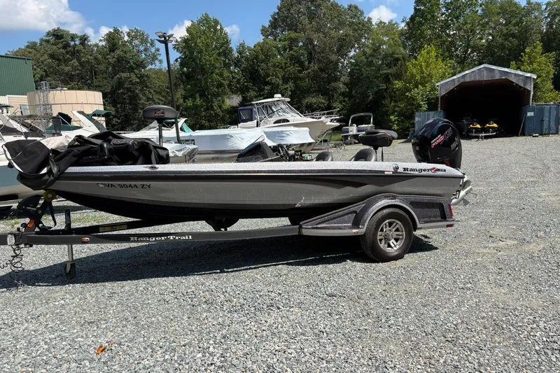 Slide: The Image of 2022 Ranger Z518 boat on trailer in outdoor storage area. - 4