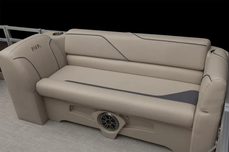 Slide: The Image of Manufacturer Provided Image: 2025 Avalon VENTURE QUAD LOUNGER, beige seating with integrated speaker, modern design. - 8