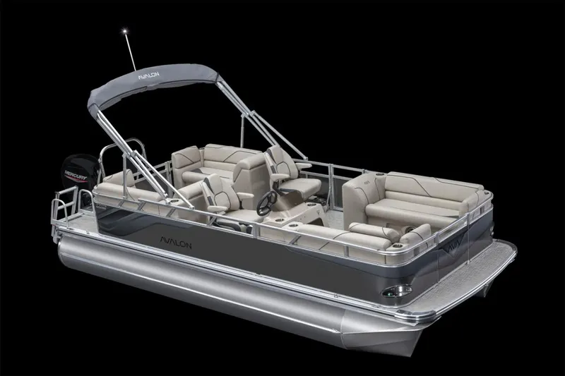 Slide: The Image of Manufacturer Provided Image: 2025 Avalon Venture Quad Lounger pontoon boat with sleek design and comfortable seating. - 3