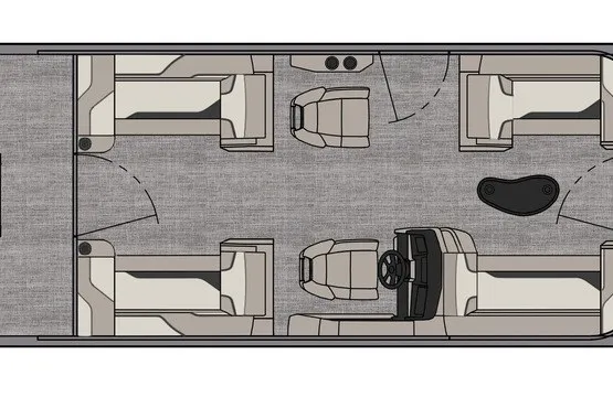 Slide: The Image of 2027 Avalon Venture Quad Lounge 21' floor plan with spacious seating and helm layout. - 10