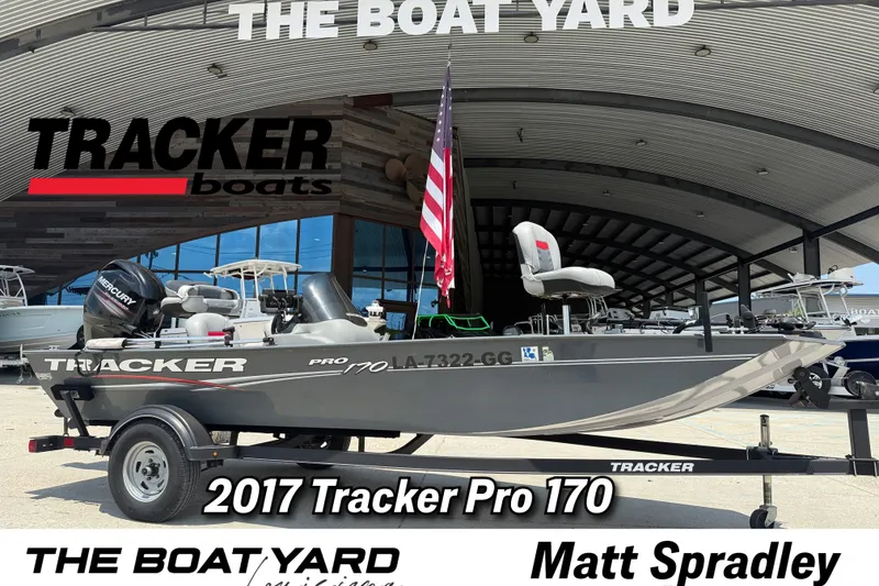 The Image of 2017 Tracker Pro 170 boat displayed at The Boat Yard dealership. - 1