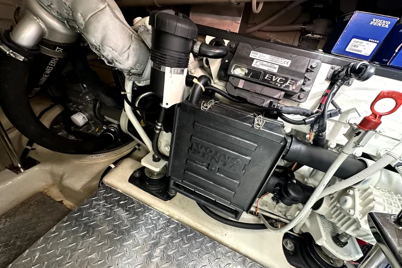 Slide: The Image of Engine compartment of a 2014 Marquis 420 Sport Bridge with Volvo Penta components. - 45