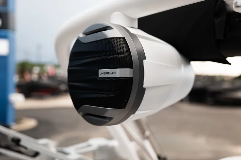 Slide: The Image of Close-up of a Meridian speaker on a 2027 MasterCraft NXT20 boat. - 26