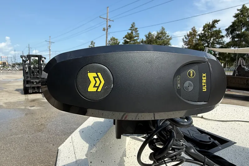 Slide: The Image of Close-up of Ultrex device on 2018 Express 20 boat, outdoors with clear sky. - 10