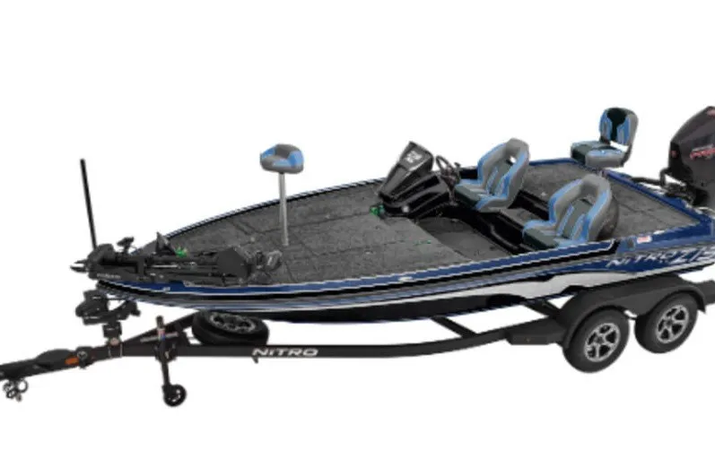 The Image of 2027 Nitro Z18 Pro fishing boat with dual seats and trailer. - 1
