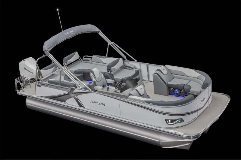 Slide: The Image of Manufacturer Provided Image: 2025 Avalon LSZ Quad Lounger Shift pontoon boat with sleek design and modern features. - 8