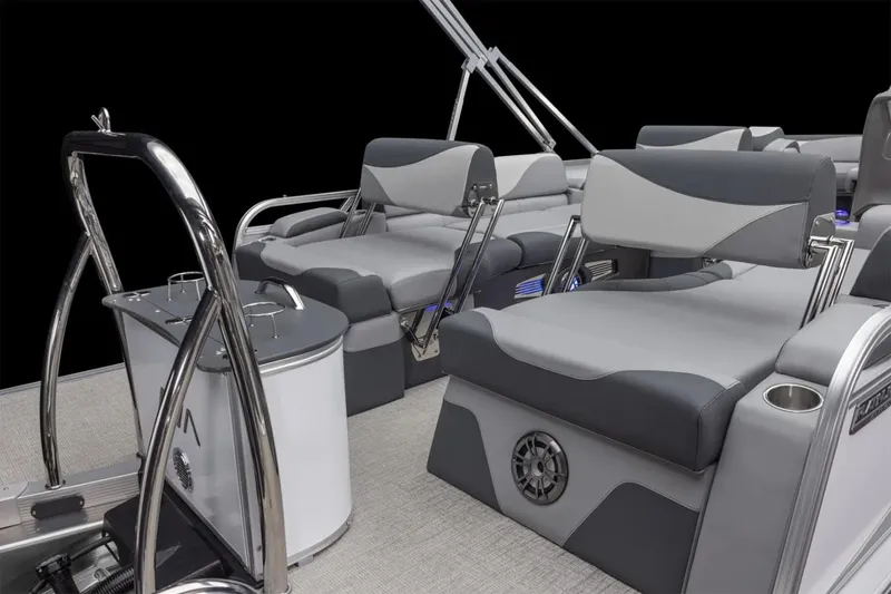 Slide: The Image of Manufacturer Provided Image: 2025 Avalon LSZ Quad Lounger Shift interior with modern seating and sleek design. - 10