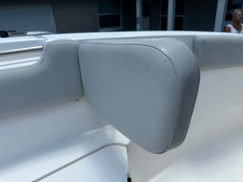 Slide: The Image of Close-up of a padded boat seat on a 2020 Sea Fox 228 Commander. - 24