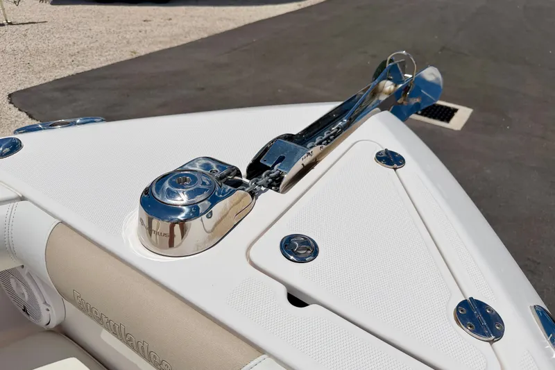 Slide: The Image of Bow of 2014 Everglades 255 Center Console with anchor and winch system. - 33