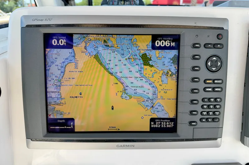 Slide: The Image of Garmin GPSmap 6212 displaying nautical chart on Everglades 255 Center Console, 2014 model. - 16