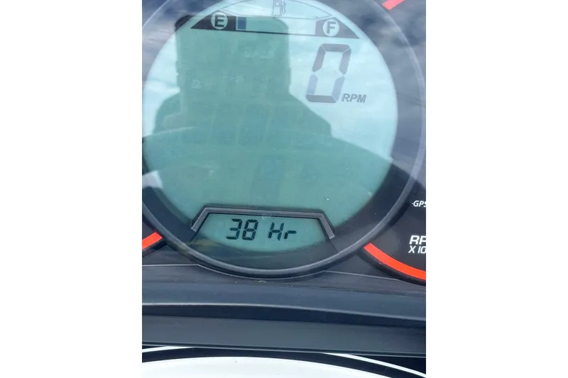 Slide: The Image of Dashboard of 2022 Williams Jet Tenders 345 Sports Jet showing 38 hours usage. - 4