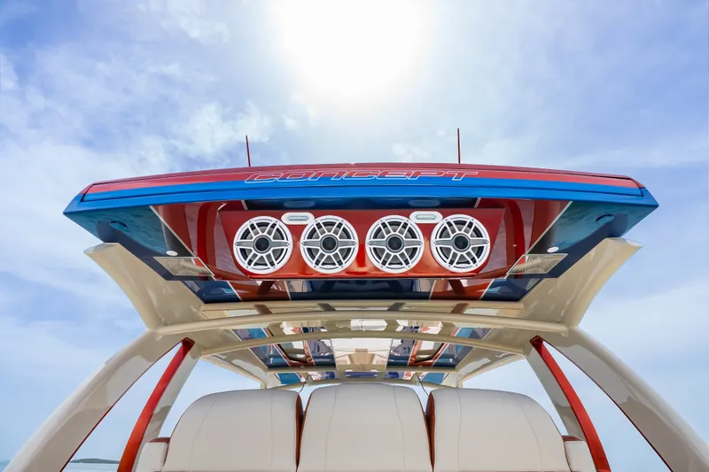 Slide: The Image of 2024 Concept 44' Open Deck boat with sleek design and modern audio system. - 25