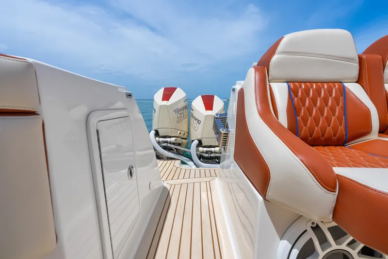 Slide: The Image of Luxurious 2024 Concept 44' Open Deck boat with stylish seating and powerful engines. - 29