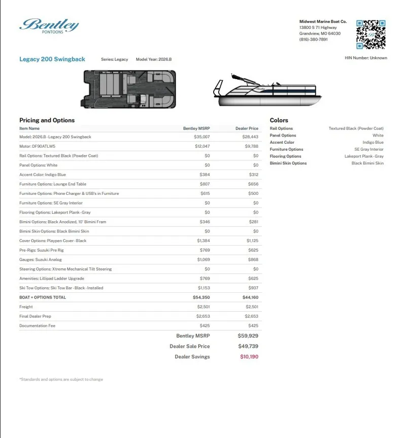 Slide: The Image of Bentley Pontoons 200 Legacy Swingback 2027 - 2