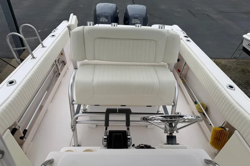 Slide: The Image of 2002 Grady White 273 Chase boat interior with dual Yamaha 225 engines. - 15