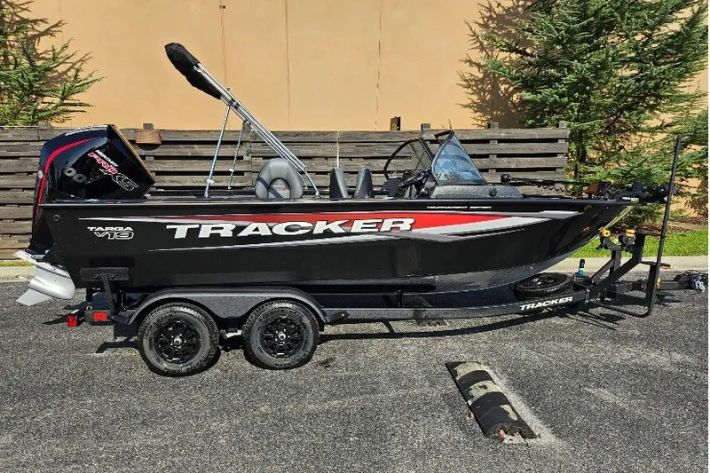 The Image of 2026 Tracker Targa V-19 WT boat on trailer, parked outdoors. - 0