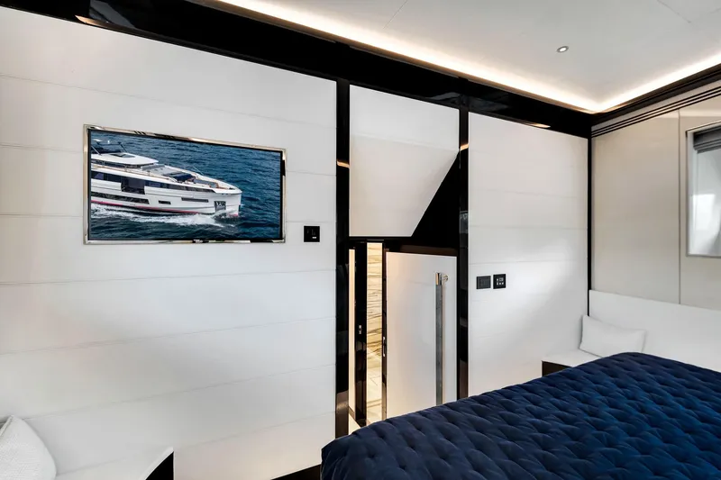 Slide: The Image of Luxurious interior of 2021 Sirena 88 yacht with modern design and elegant decor. - 107