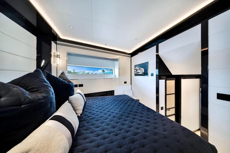 Slide: The Image of Luxurious interior of 2021 Sirena 88 yacht with elegant bedroom design. - 108