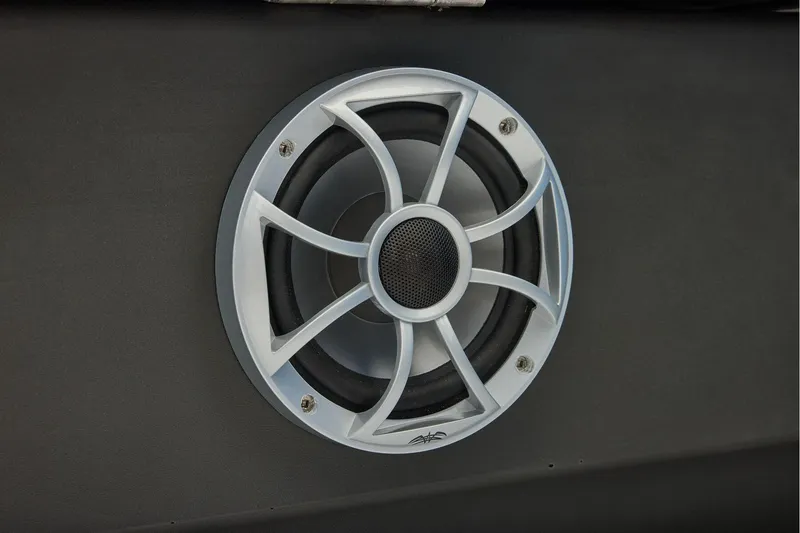 Slide: The Image of Manufacturer Provided Image: Close-up of a speaker on the 2026 Sun Tracker Party Barge 22 RF XP3. - 53