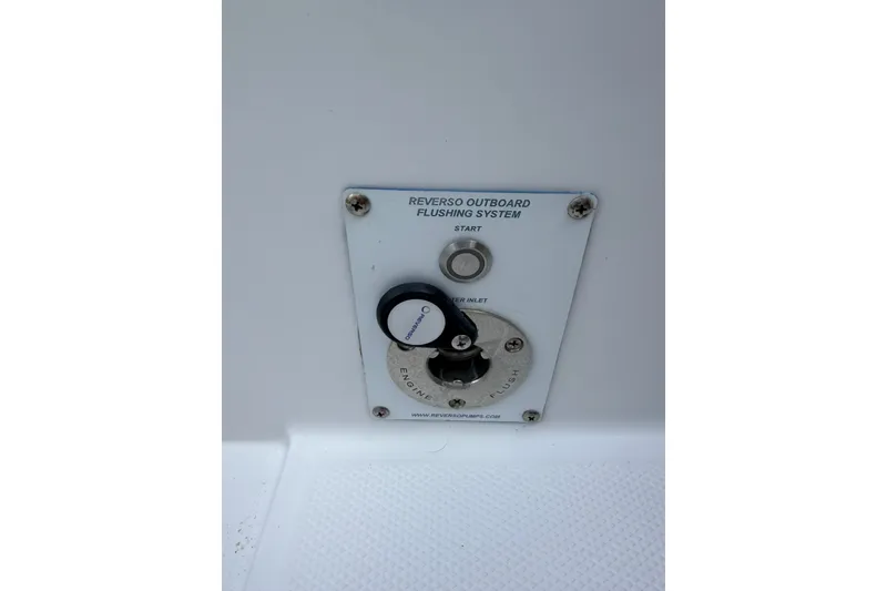 Slide: The Image of 2024 Southport 33 DC Reverso outboard flushing system control panel. - 32