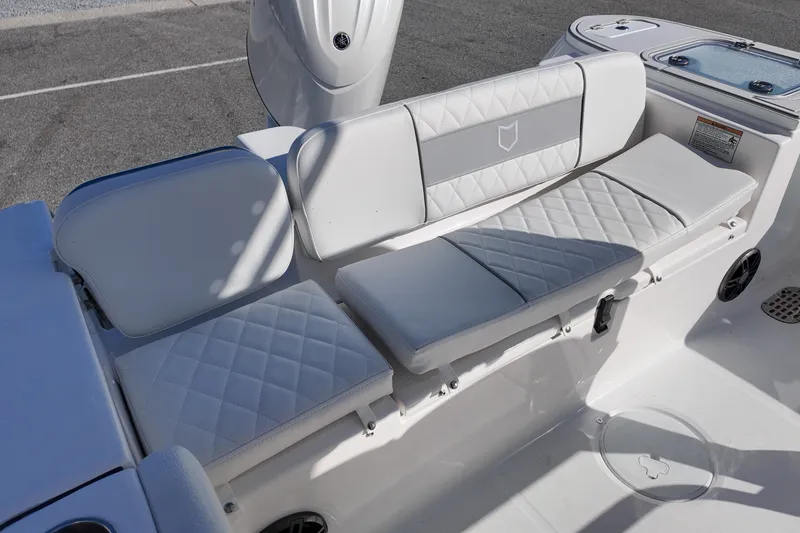 Slide: The Image of 2027 Sea Fox 228 Commander boat seating with quilted upholstery and modern design. - 6