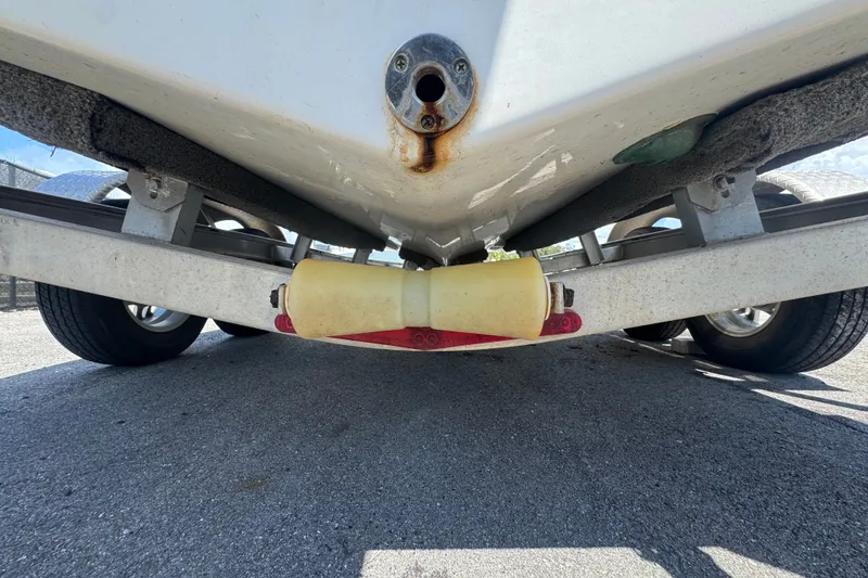 Slide: The Image of Underneath view of a 2016 Sea Fox 206 Commander boat on a trailer. - 8