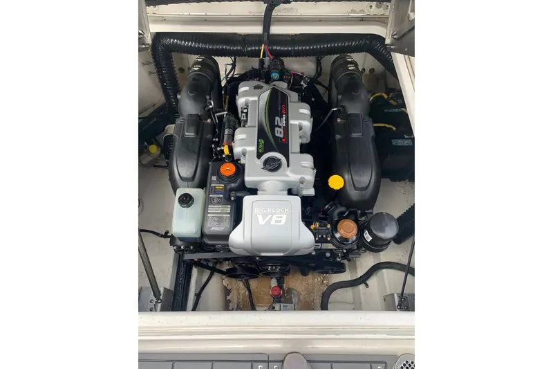 Slide: The Image of 2022 Chaparral 28 Surf boat engine, featuring a powerful Big Block V8. - 7