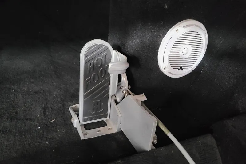 Slide: The Image of Throttle pedal labeled "Hot Foot" in a 1994 Checkmate Pulsare 2100 boat interior. - 13