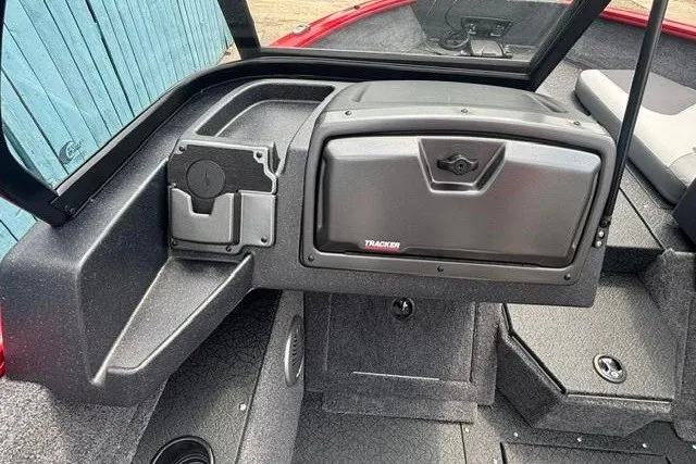 Slide: The Image of 2027 Tracker Pro Guide V-175 Combo boat interior with storage compartments and seating. - 22