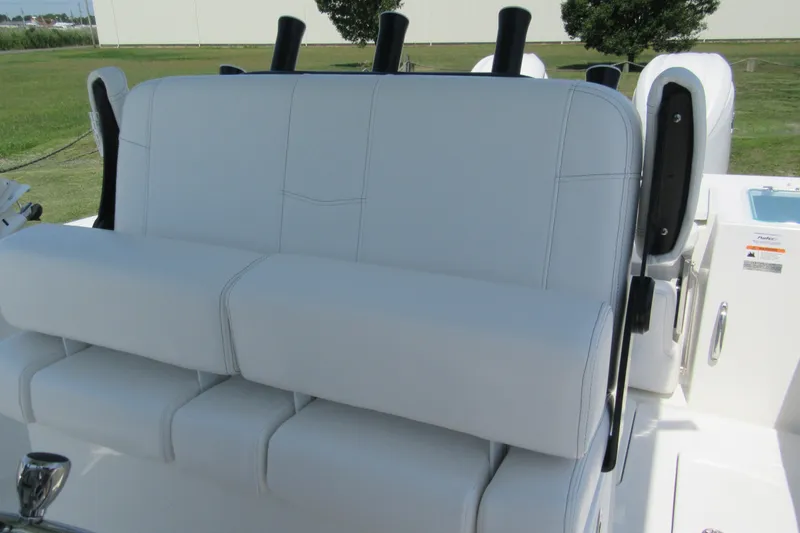 Slide: The Image of White seating on 2027 Parker 274 Fathom boat, featuring sleek design and modern upholstery. - 18