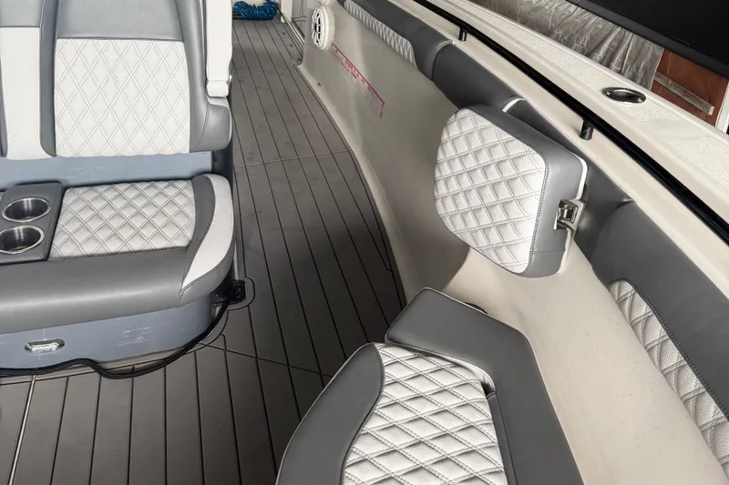 Slide: The Image of Luxurious interior of 2020 Tidewater 280 CC Adventure boat with quilted seating. - 15